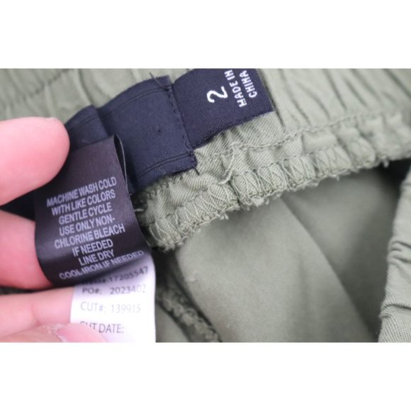 torrid pants women's 2 relaxed Taper challis high rise tie front green stretch - Picture 9 of 12